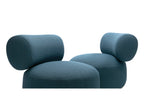 Detailansicht zweier gepolsterter Sessel in Blau