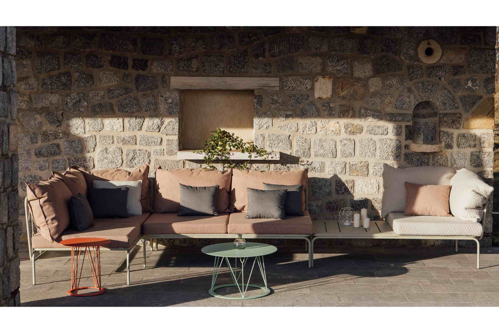 ATAMAN Designer Modulares Gartensofa-Eckelement mit Couchtisch (links/rechts)