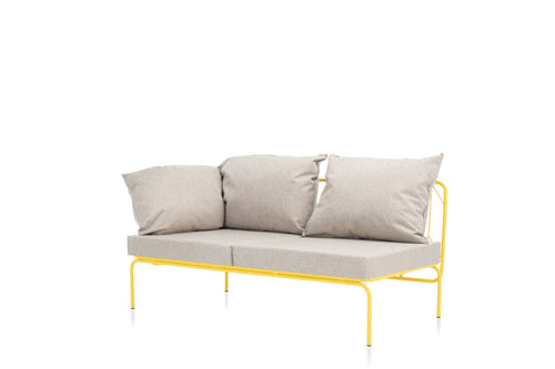 ATAMAN Designer Modulares Gartensofa-Eckelement niedrige Armlehne – Seitenansicht mit weichen OUTDOOR-Kissen