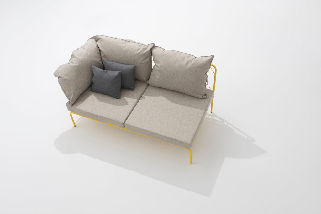 ATAMAN Designer Modulares Gartensofa-Eckelement niedrige Armlehne – Draufsicht mit eleganter Sitzfläche