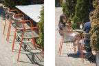 Outdoor Szene mit BIANCA Stühlen vor Restaurant