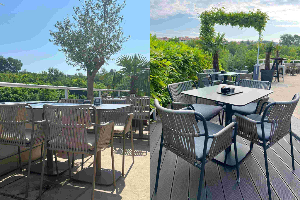 Gartenstuhl Set mit Armlehnen für Restaurant Terrasse modern