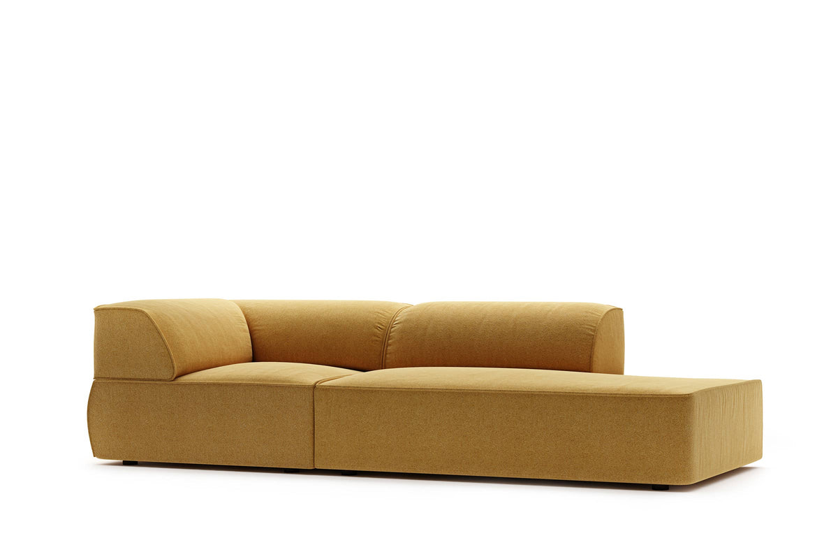 Modulares BRELA Designer Sofa von EXTRAFORM mit Chaiselongue in Ockergelb