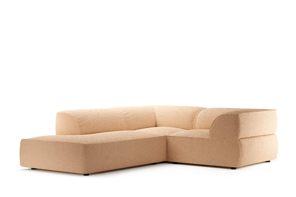 Ecksofa von EXTRAFORM mit Chaiselongue in hellem Stoff