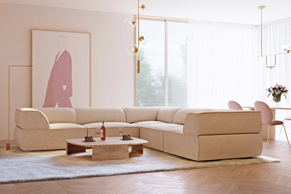 BRELA Designer Sofa von EXTRAFORM als großzügige Ecklösung im modernen Wohnzimmer