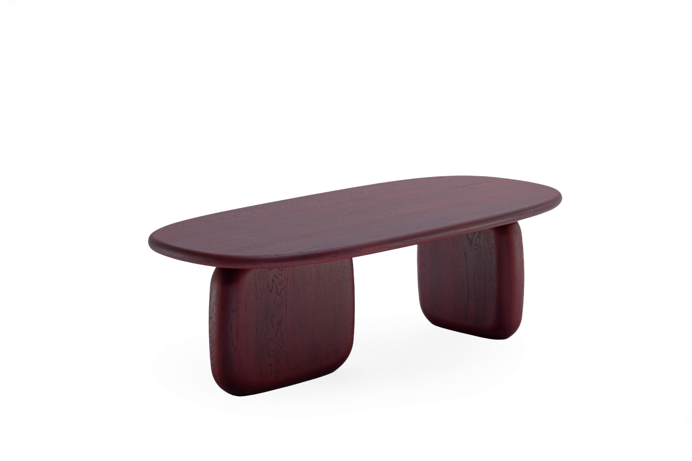 Schrägansicht des Couchtisches von Woak - links