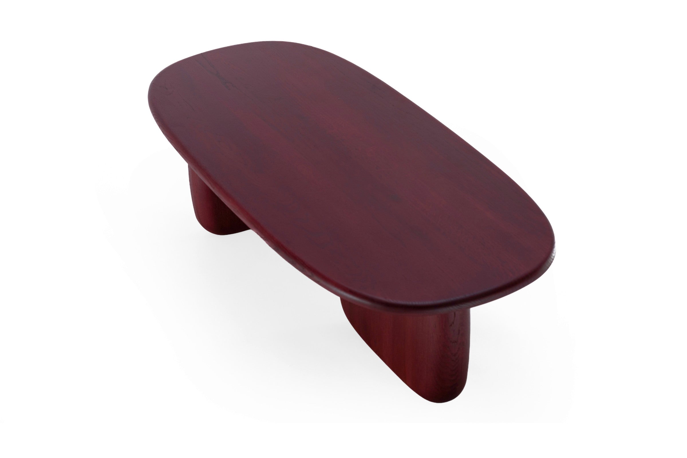 Blick auf die ovale Tischplatte des Couchtisches von oben