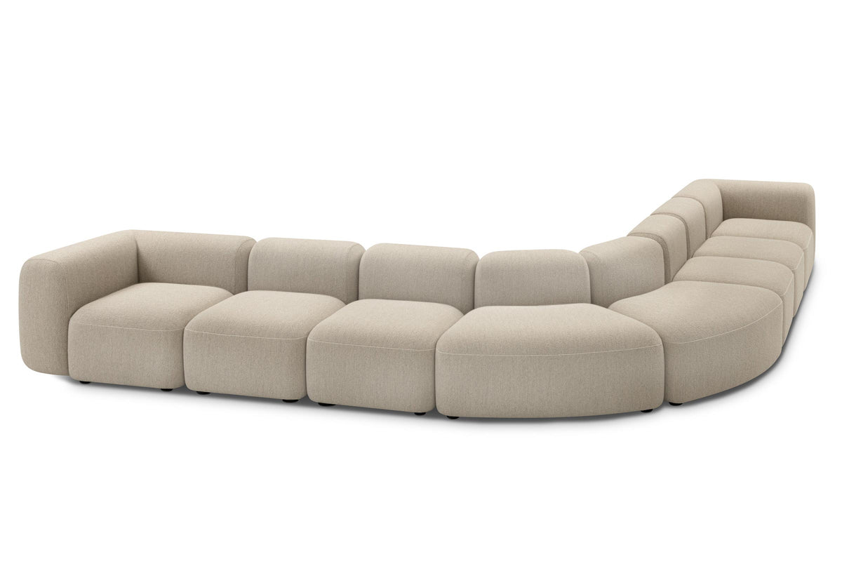 Designer Modular Sofa mit geschwungenen Modulen und breiter Sitzfläche