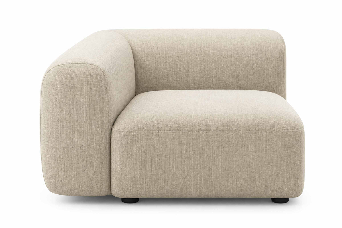 Sofa Eckelement mit Armlehne links und abgerundeten Polsterformen