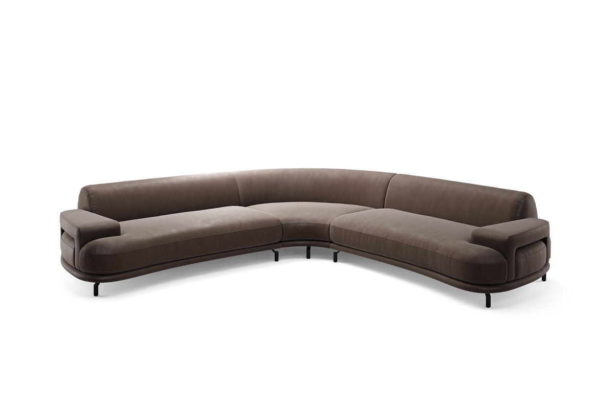 Designer Sofa von EXTRAFORM in Braun als großzügiges Ecksofa