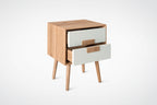 EILERT Massivholz Nachttisch mit geöffneten Schubladen und sichtbarem Stauraum