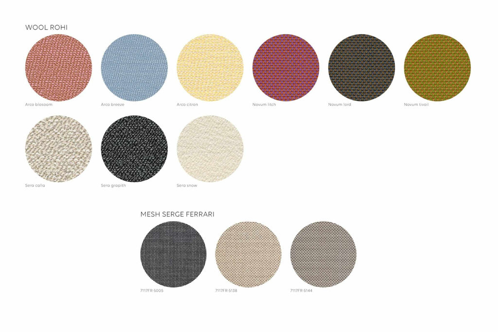 Wollevarianten von Rohi: Arco, Novum, Sera sowie Netzvarianten von Serge Ferrari