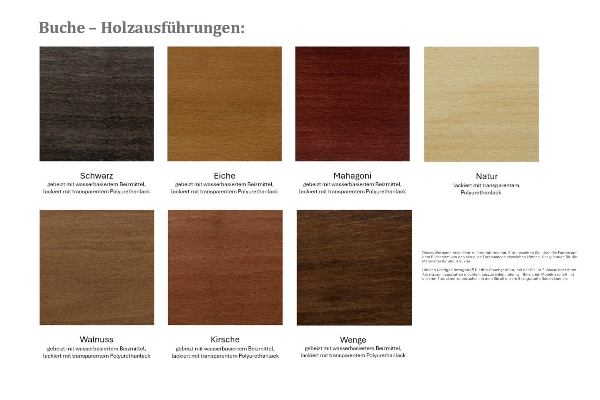 Holzmuster von EXTRAFORM - Buche schwarz, eiche, mahagoni, natur, walnuss, kirsche und wenge
