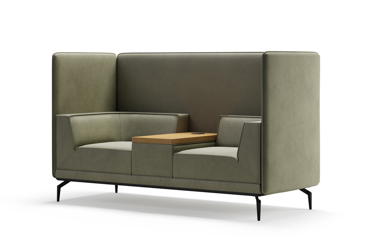 Designer Sofa von EXTRAFORM mit Tisch und hohen Seitenwänden