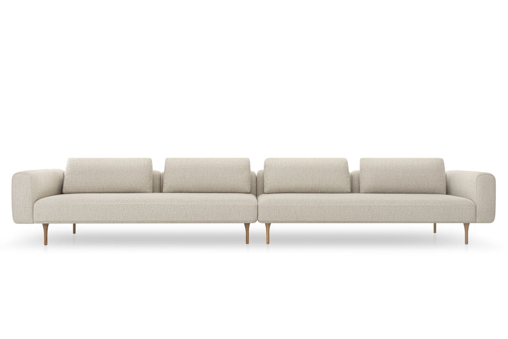 KUBIK Designer Modular Sofa als großzügige Sitzlandschaft mit vier Rückenkissen