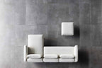 KUBIK Designer Modular Sofa in heller Ausführung mit Hocker aus der Vogelperspektive