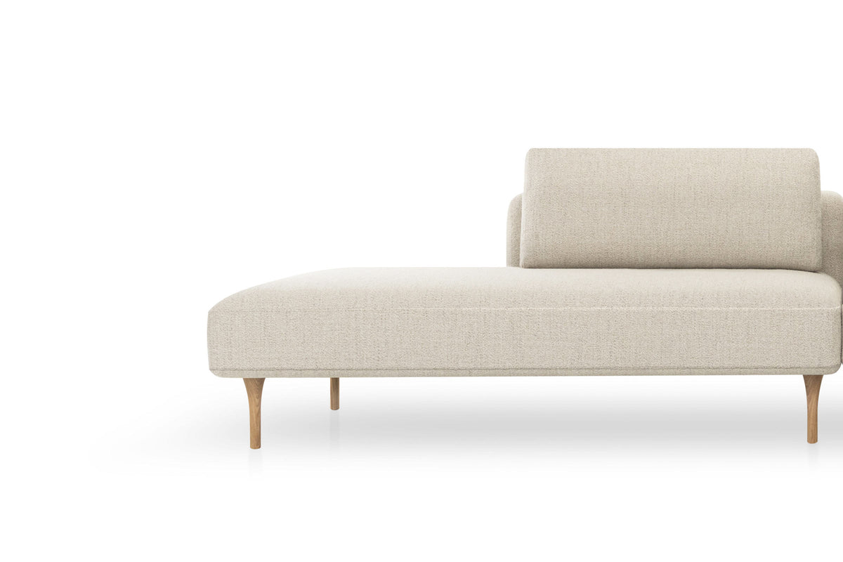 KUBIK Designer Modular Sofa mit Chaiselongue links und schlanken Holzfüßen