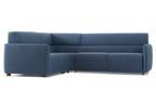 LAYER Designer Eck-Schlafsofa von EXTRAFORM in blauer Stoffausführung in Frontansicht