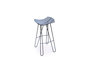 Designer-Barhocker LEI mit geschwungener Sitzfläche aus Streckmetall