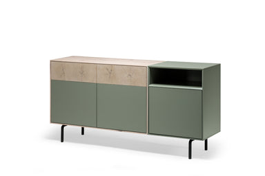 LOTTE Massivholz Sideboard von Whiteoak mit MDF-Fronten und Metallbeinen, Seitenansicht