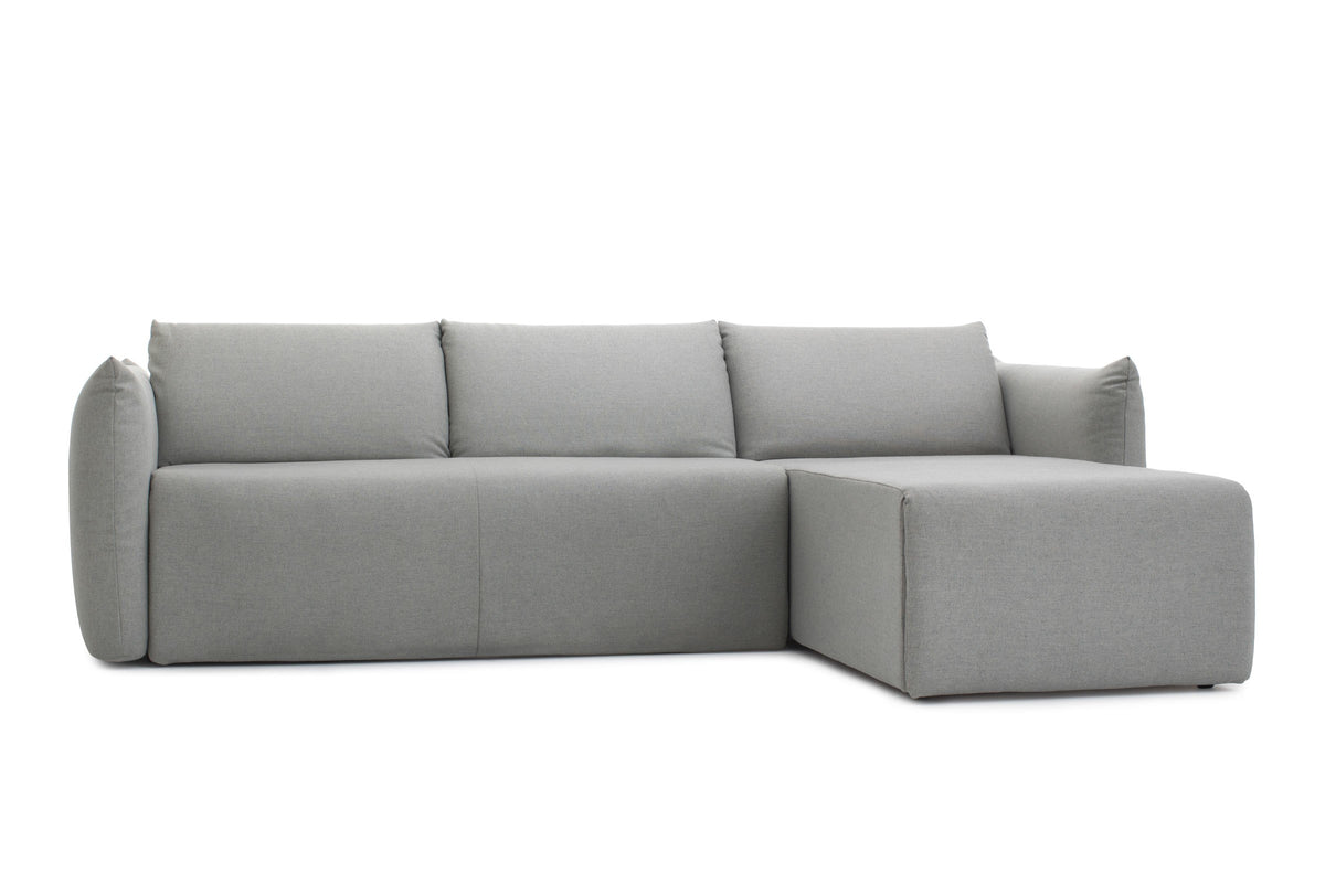 LUNA Designer Schlafsofa mit Chaiselongue rechts von EXTRAFORM in Frontansicht