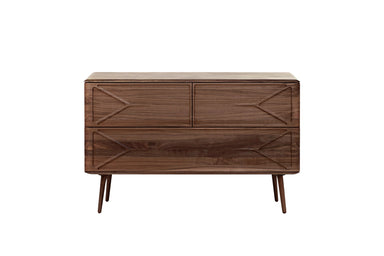 MALIN Designer Sideboard von Whiteoak mit filigranen Holzbeinen, Frontalansicht