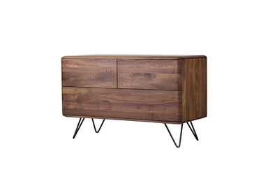 MALIN Designer Sideboard aus Massivholz auf Metallbeinen, aus Walnussholz