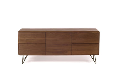 MALIN Designer Sideboard aus Massivholz auf Metallbeinen, Vorderansicht