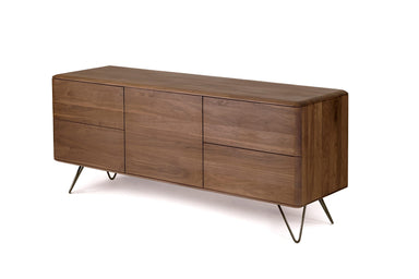 MALIN Designer Sideboard aus Massivholz auf Metallbeinen, Seitenansicht