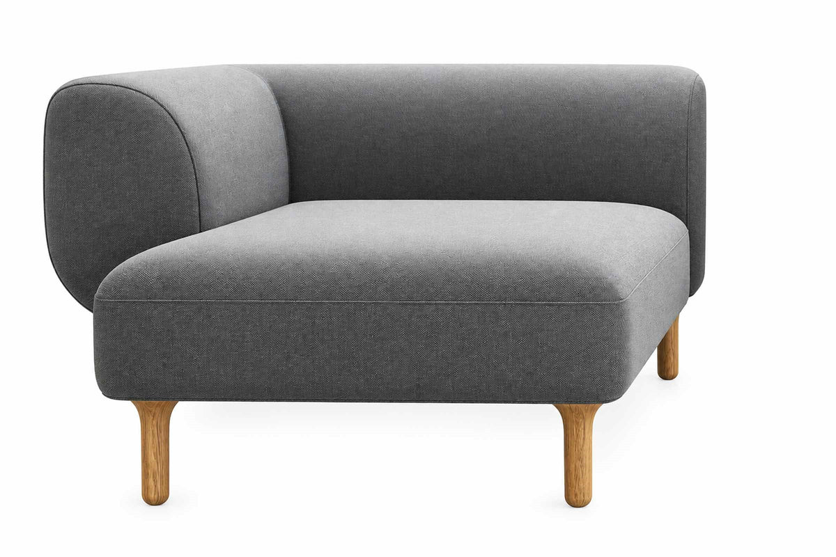 MANDARIN Designer Chaiselongue in gemustertem Stoff mit Holzfüßen