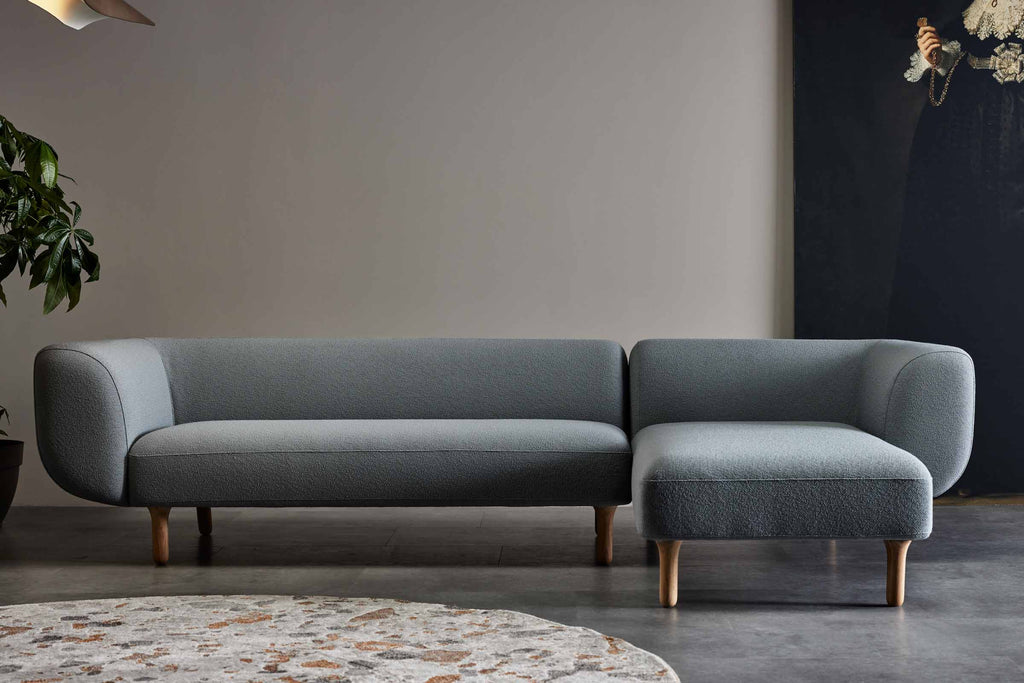 MANDARIN Designer Chaiselongue von Volumen in Grau mit abgerundeten Formen