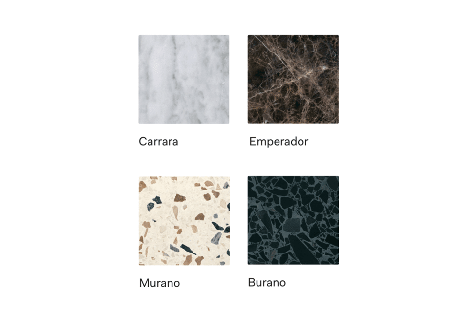 Bild mit Marmormustern: Carrara, Emperador, Murano, Burano, 
