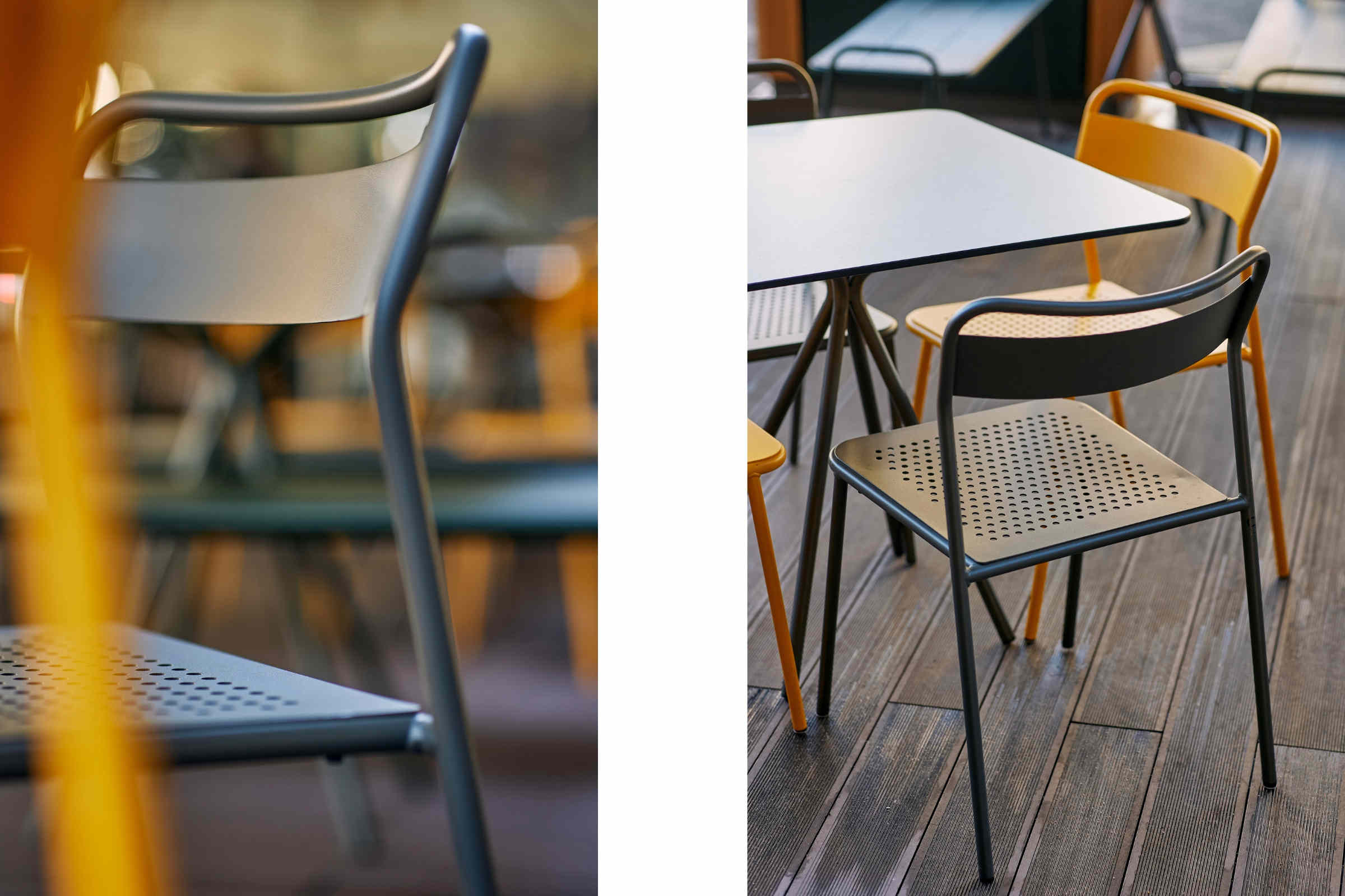 Outdoor Gartenstühle NERO plus auf Terrasse