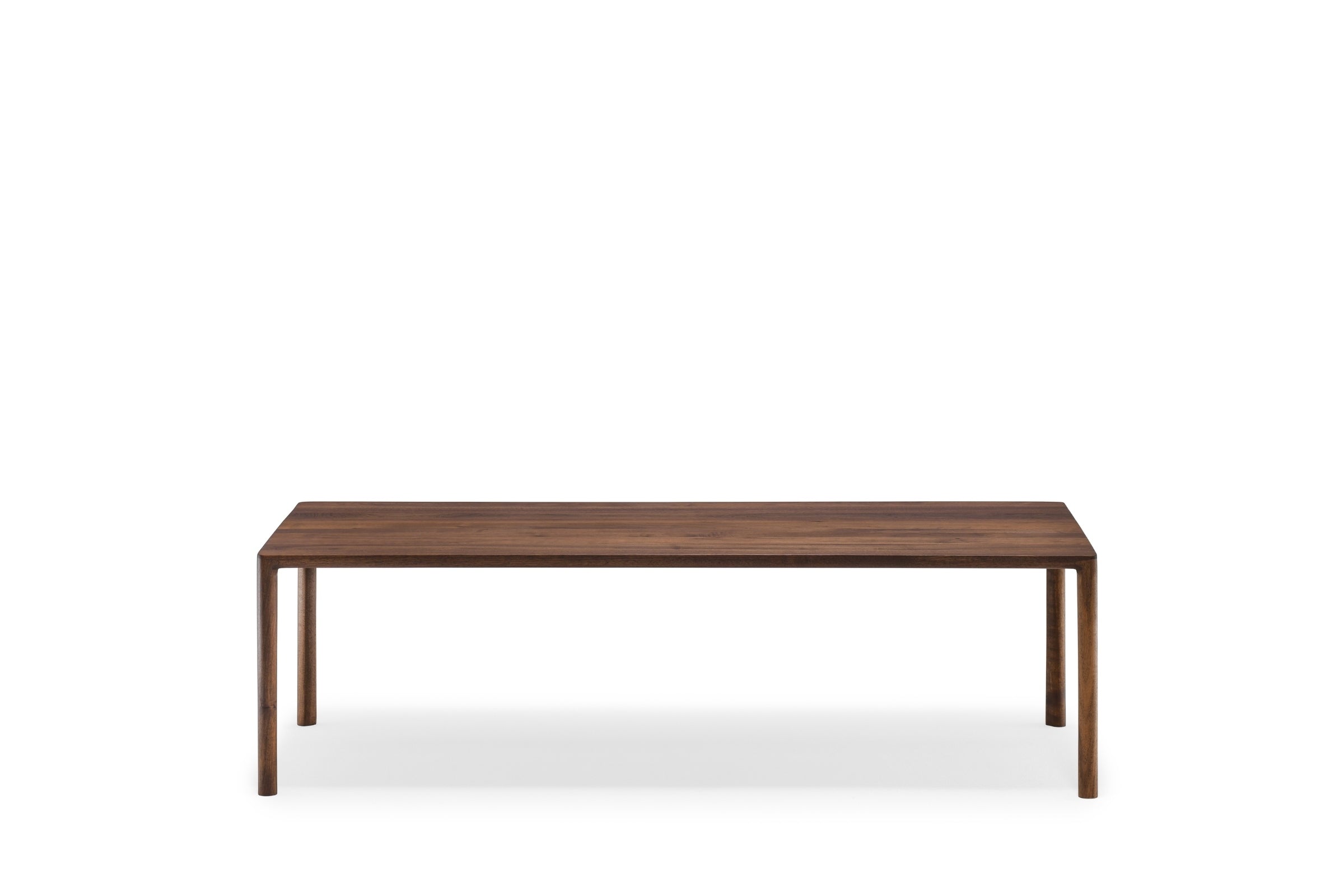 Minimalistisches Design des NINAS Couchtischs aus Nussbaumholz, Seitenansicht