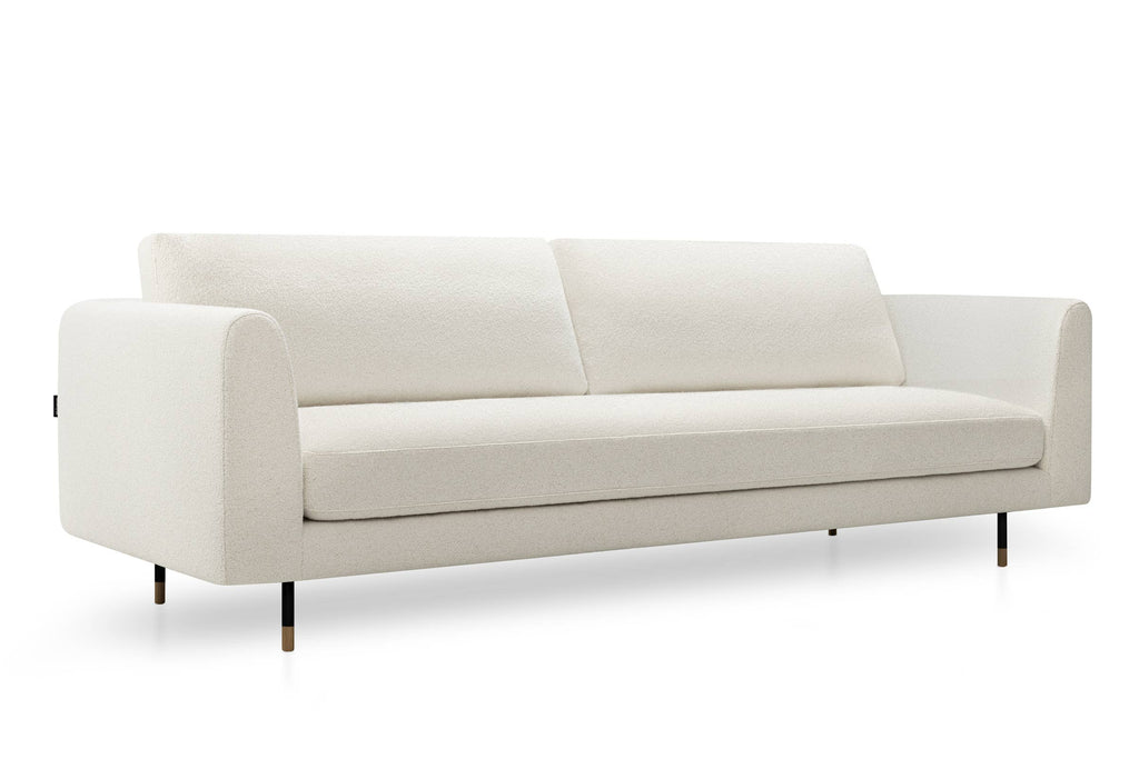 PANAMA Designer Modular Sofa in hellem Stoff aus schräger Perspektive