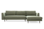 Modular Sofa mit Chaiselongue rechts in grünem Stoff