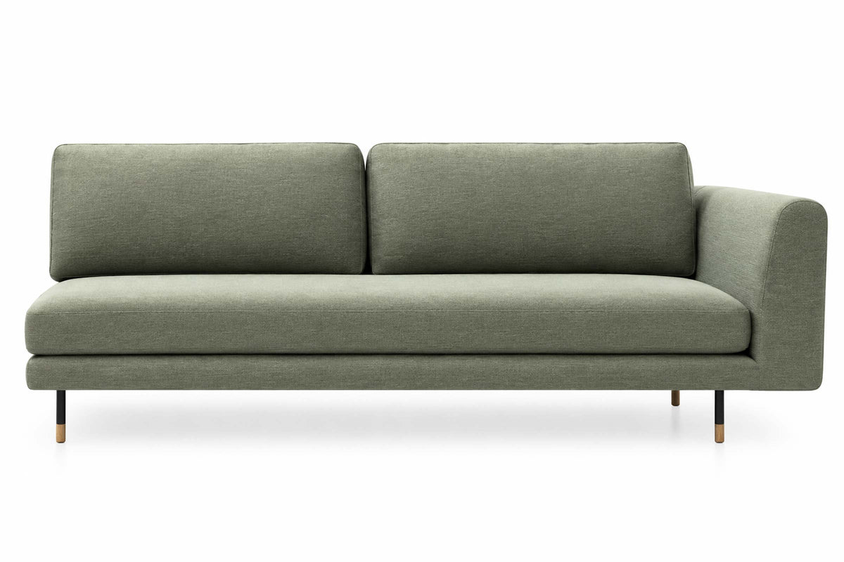 Designer Sofa Modul in grünem Stoff mit Armlehne rechts