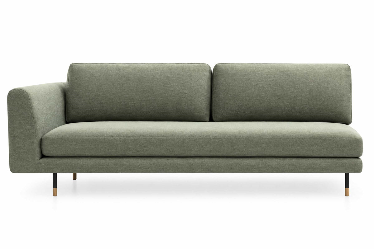 PANAMA Designer Sofa Modul in grünem Stoff mit Armlehne links