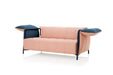 Schlafsofa mit hochgeklappten Kissen – modernes Funktionsdesign in Rosa und Blau