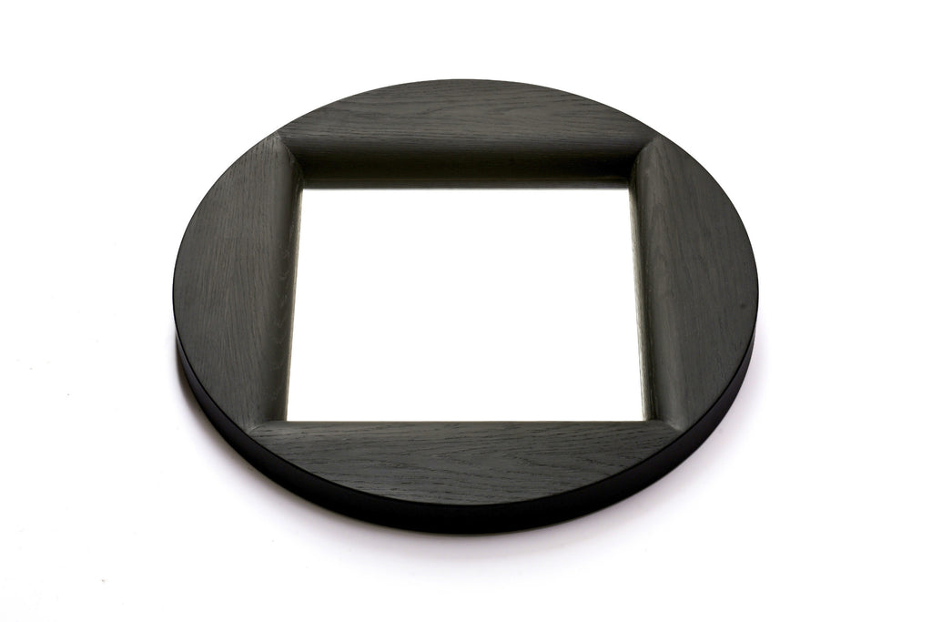 SIGNET Designer Spiegel rund aus schwarzem Massivholz – Seitenansicht