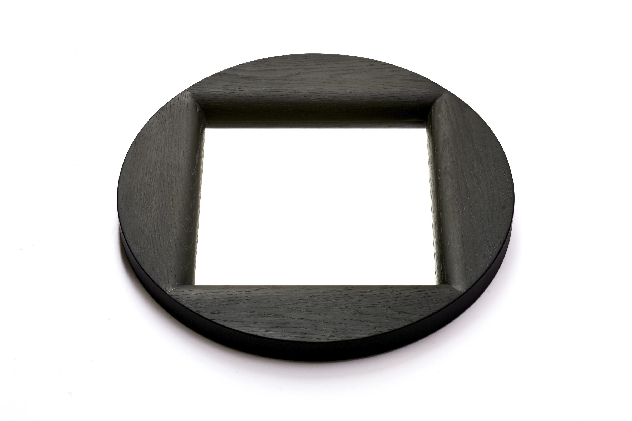 SIGNET Designer Spiegel rund aus schwarzem Massivholz – Seitenansicht