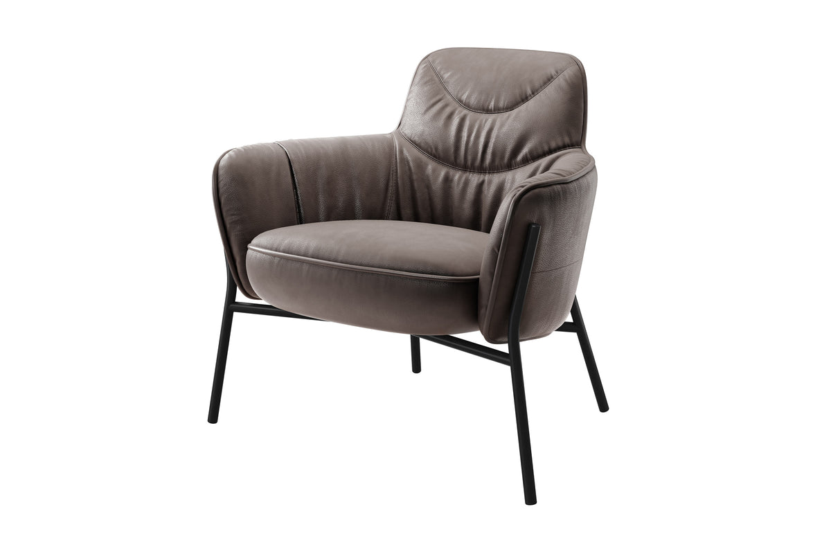 In braunem Leder mit schwarzem Metallgestell