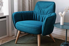 Sessel von EXTRAFORM in Blau mit hoher Rückenlehne und Holzfüßen