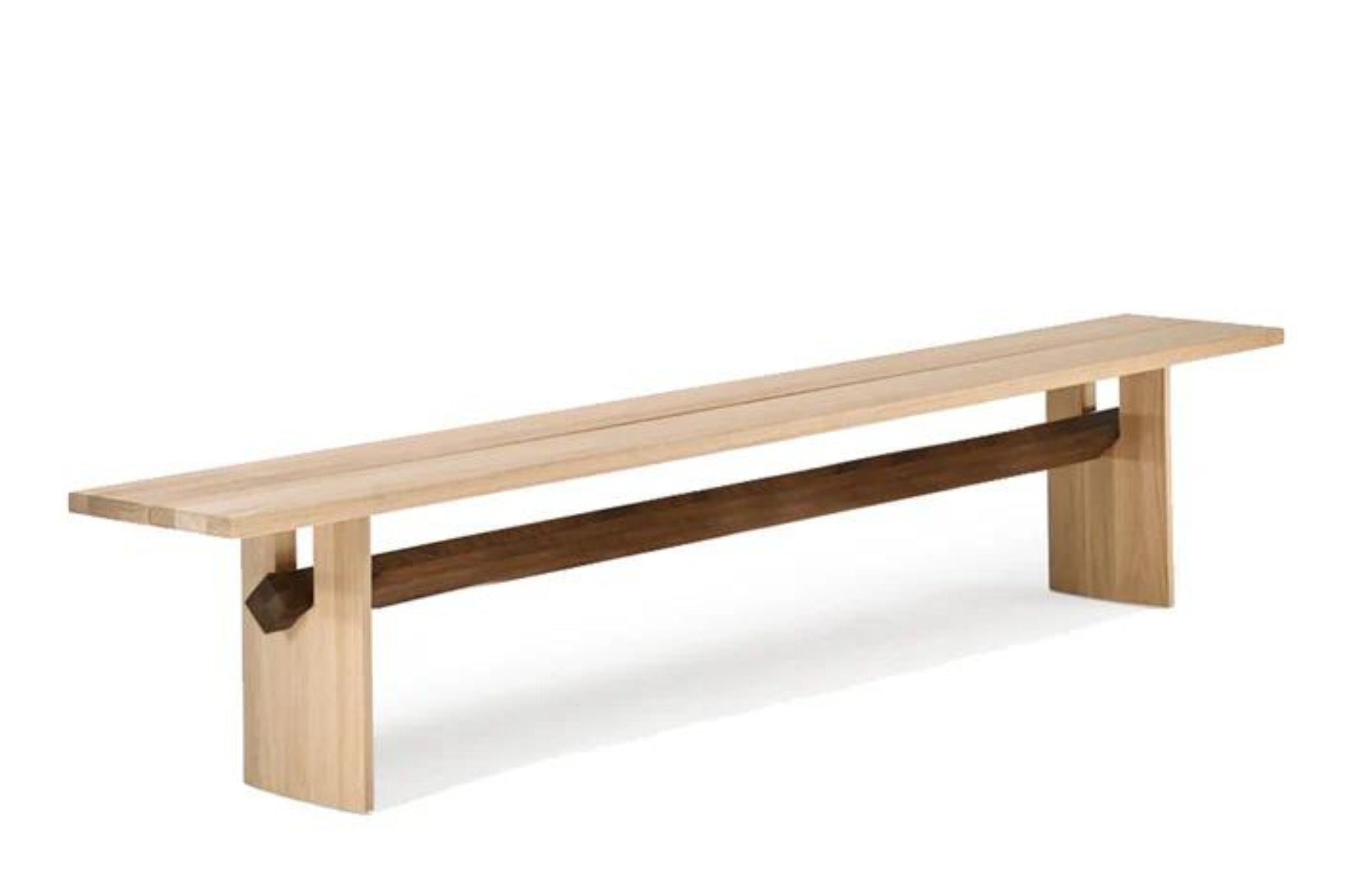 SNOOP Designer Sitzbank aus Eichenholz mit Balken aus Nussbaum