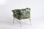 Der Gartenarmsessel von GARDA in einem Dschungeldesign - Rückansicht