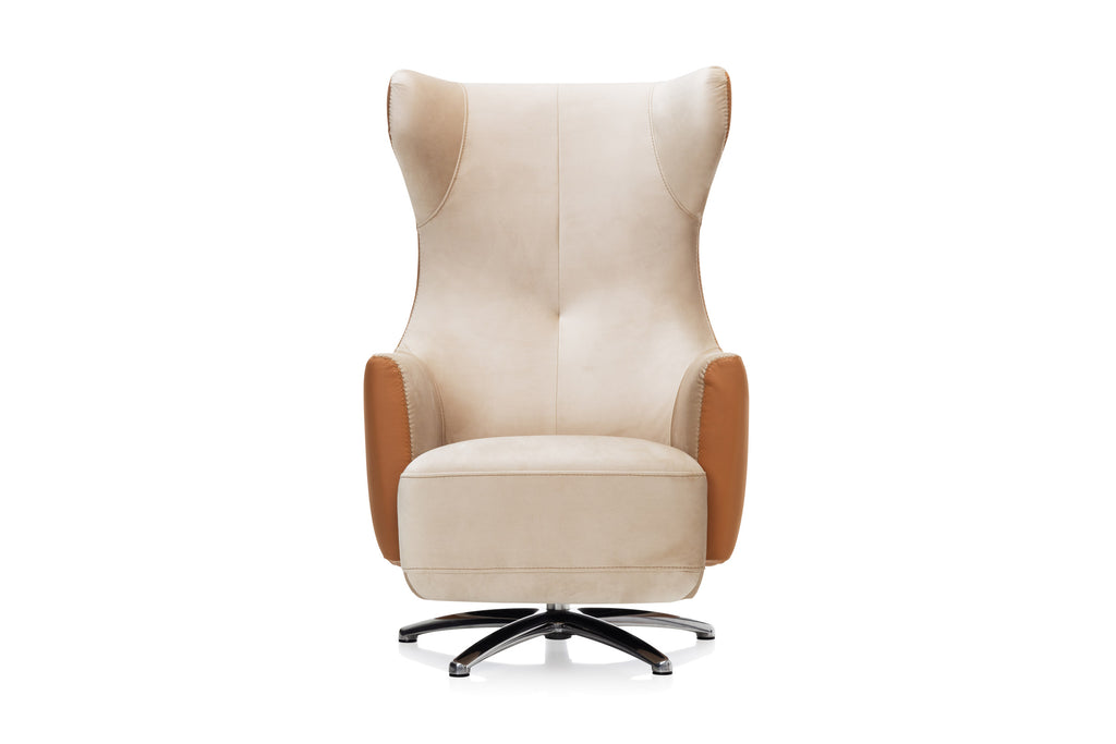 SWAY Designer Sessel von EXTRAFORM in Beige und Braun mit Drehgestell