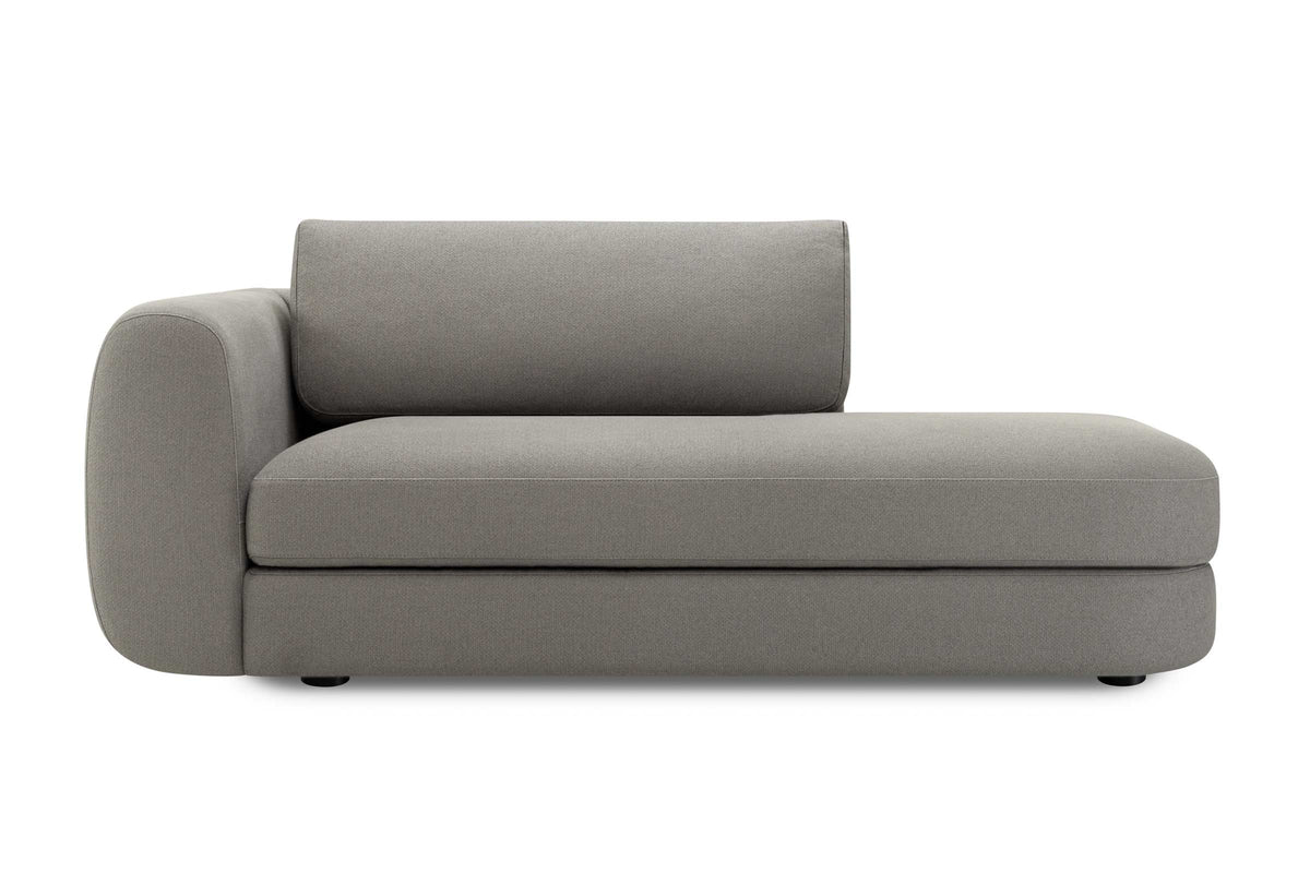 Designer Modular Sofa Einzelelement mit Armlehne links und grauem Stoffbezug