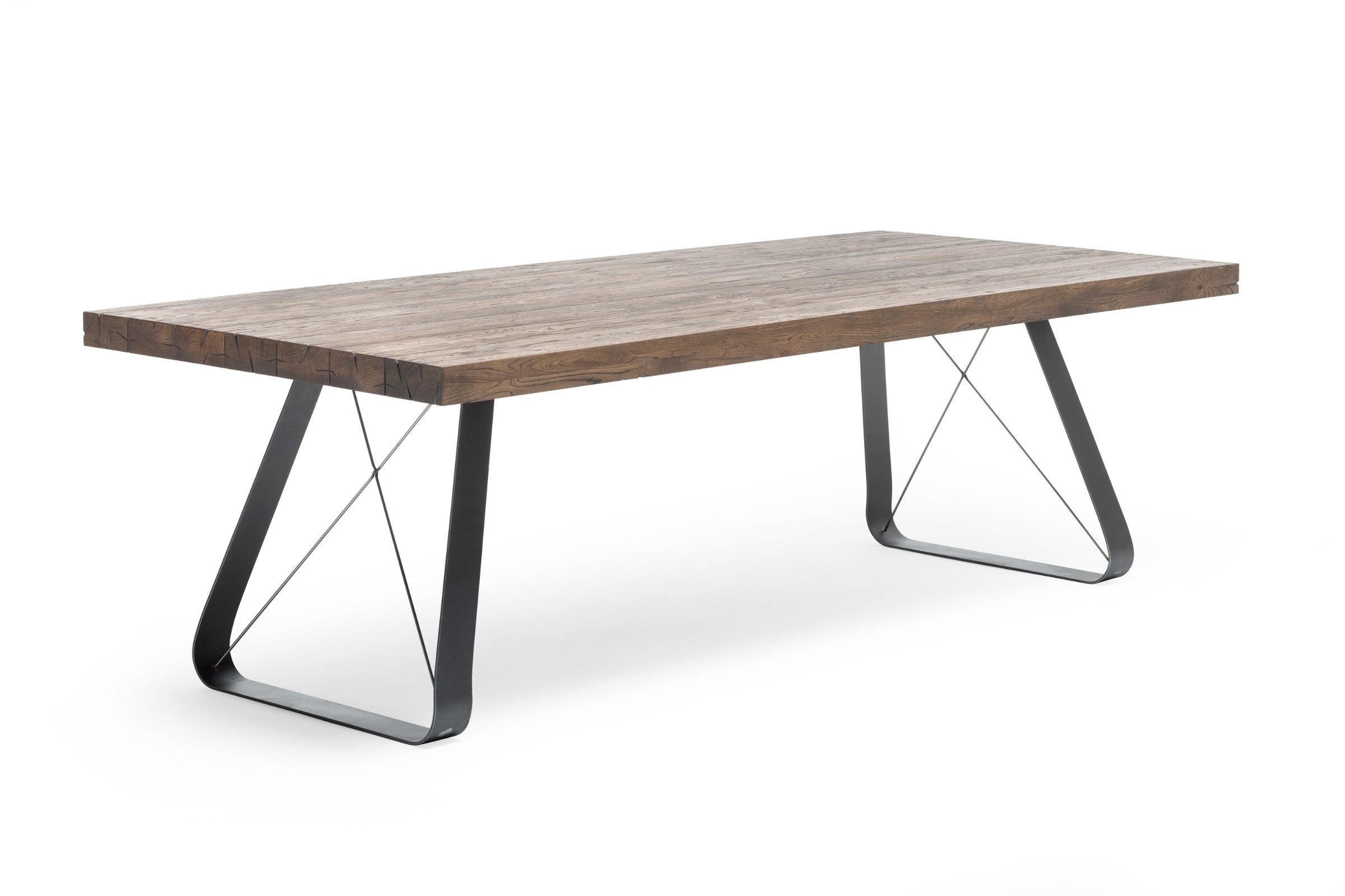 Seitenansicht des TYKO Esstisches mit X-Verstrebung