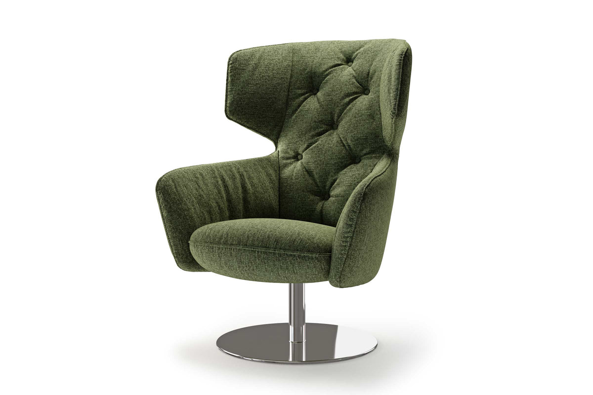 VIGO Designer Sessel von EXTRAFORM mit rundem Metallfuß