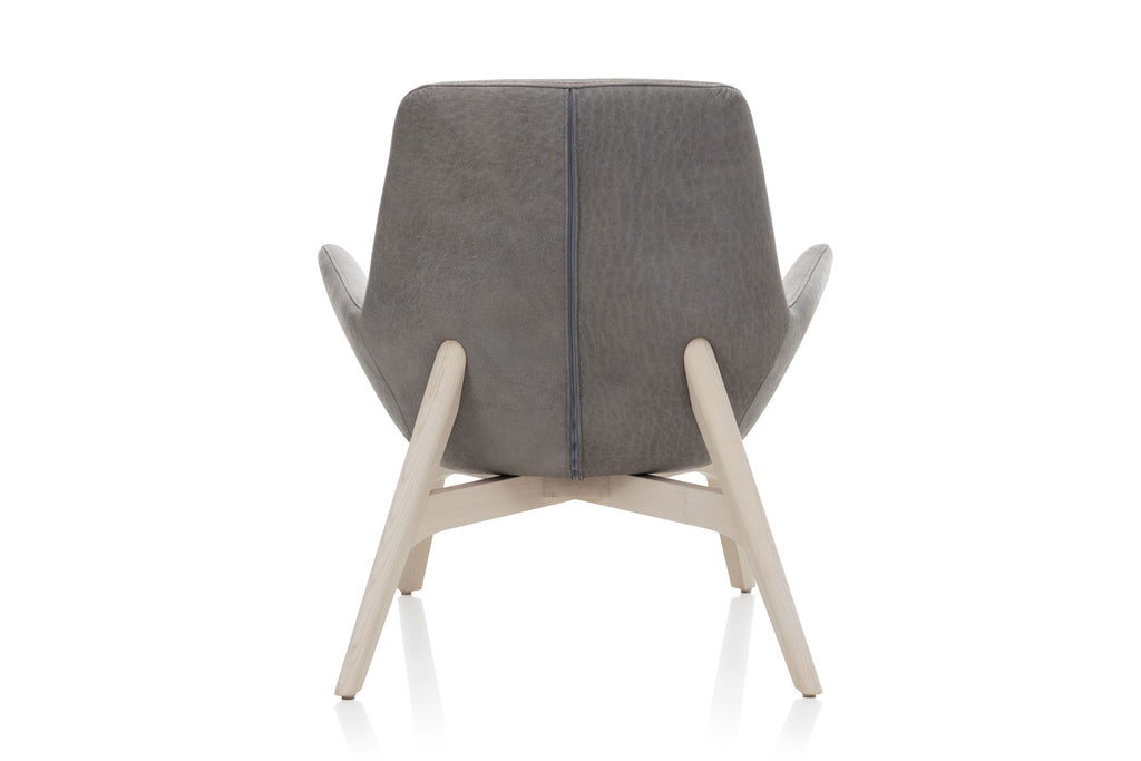 YUNA Designer Sessel mit Holzgestell – Rückansicht